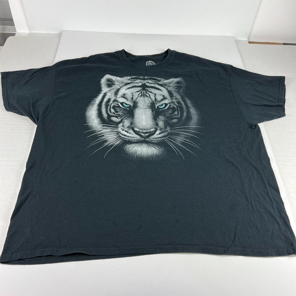 ODM White Tiger Nature Shirt Extra Extra Extra Large Black Faded Big Head Tee